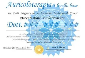 Nel Primo livello si inizia partendo da zero a studiare l'Auricoloterapia.