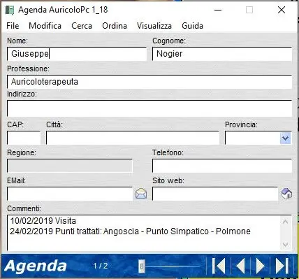 AuricoloPc software per Auricoloterapia. AuricoloPc software per Auricoloterapia. Autore dott. P. Ventura.